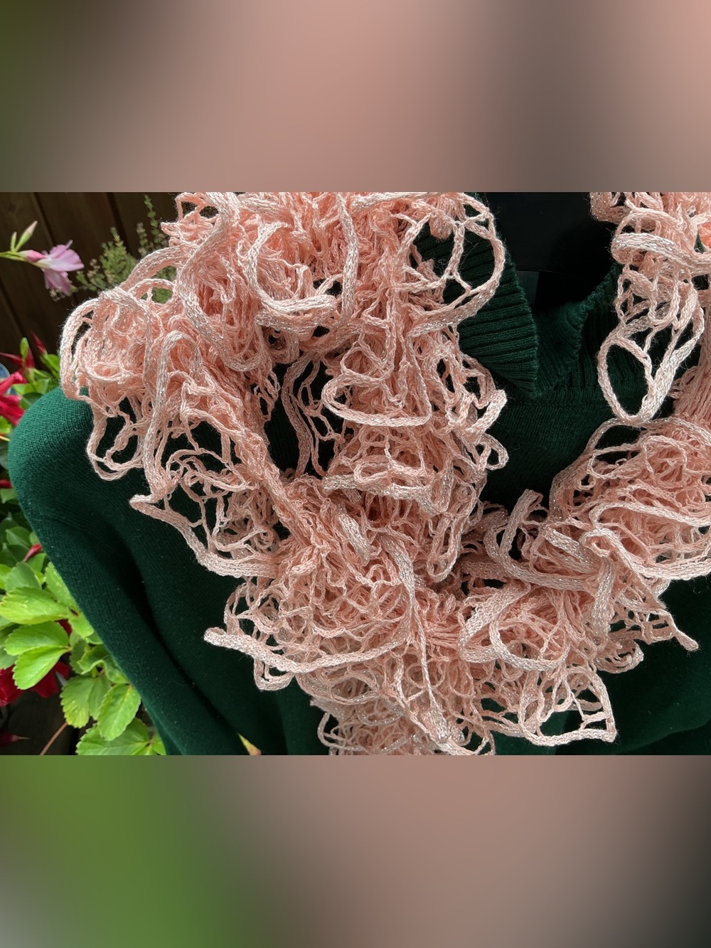 Handmade Pink Ruffle Scarf - Picture 2 of 2